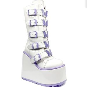 yru shoes white platform boots